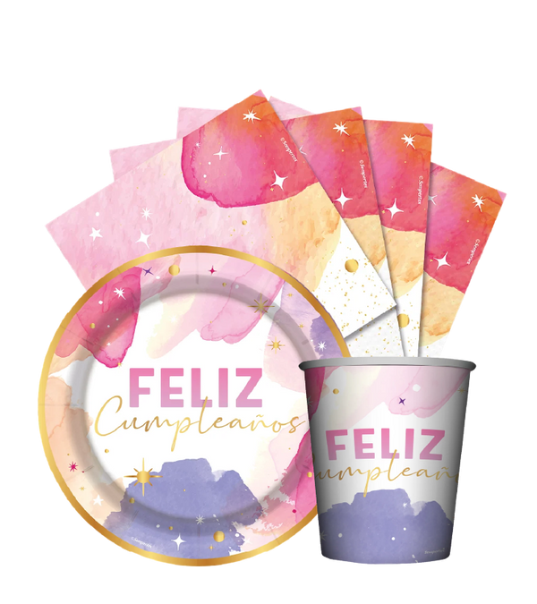 Feliz Cumpleñaos Fiesta Acuarela