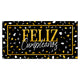 CARTEL FELIZ CUMPLEAÑOS TERRAZO DORADO-NEGRO
