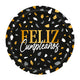 PLATO TERRAZO FELIZ CUMPLEAÑOS DORADO Y NEGRO