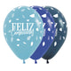 FASHION ASSORTED BLUE TERRAZO FELIZ CUMPLEAÑOS INFINITY® ROUND LATEX BALLOONS