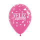 FASHION FUCHSIA TERRAZO FELIZ CUMPLEAÑOS INFINITY® ROUND LATEX BALLOONS