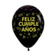 GLOBO REDONDO INFINITY® FELIZ CUMPLEAÑOS FLUORESCENTE FASHION NEGRO