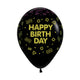 GLOBO REDONDO INFINITY® HAPPY BIRTHDAY FLUORESCENTE FASHION NEGRO