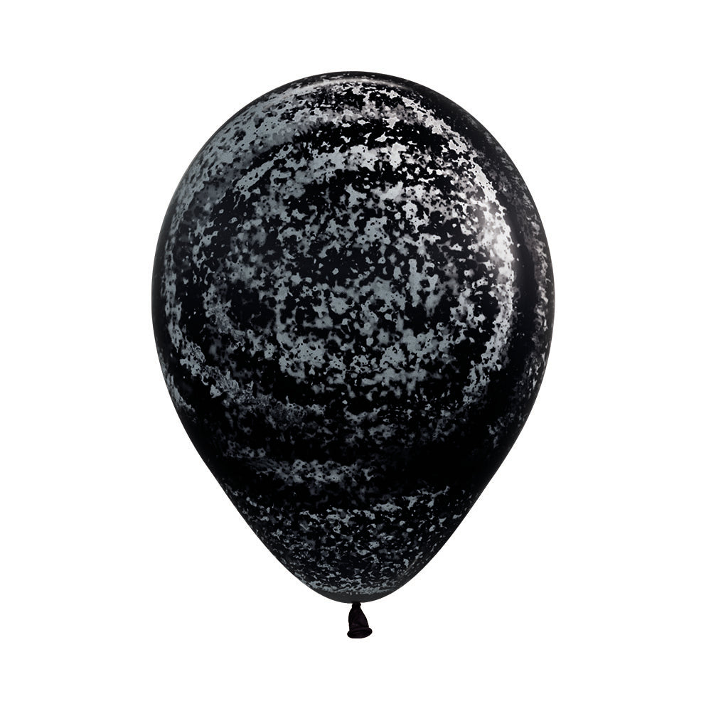 ROUND LATEX BALLOON INFINITY® METALINK SILVER GRAFFITI FASHION BLACK ...