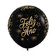 FASHION BLACK STARS HAPPY NEW YEAR INFINITY® ROUND LATEX BALLOONS
